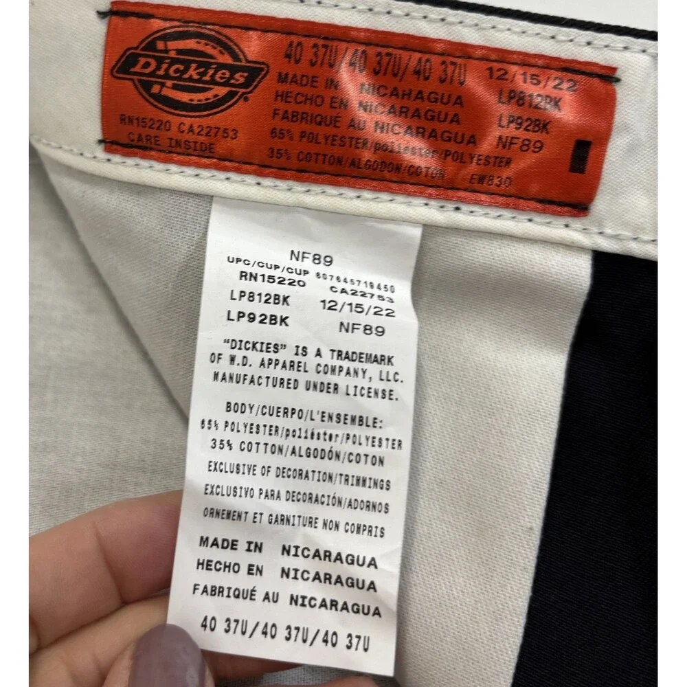 Dickies Occupational Wear Work‎ Pants Mens 40x32 Black Flat Front NWT